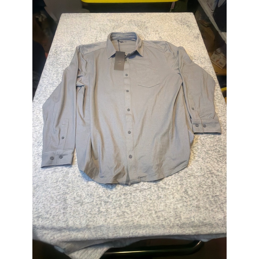 VRST Men's XL Long Sleeve Button Down Shirt Silver Stretch Moisture Wicking NWT